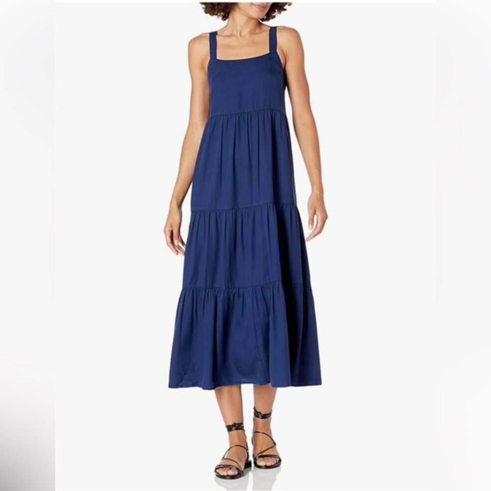 The Drop Britt Tiered Maxi Tent Dress Navy